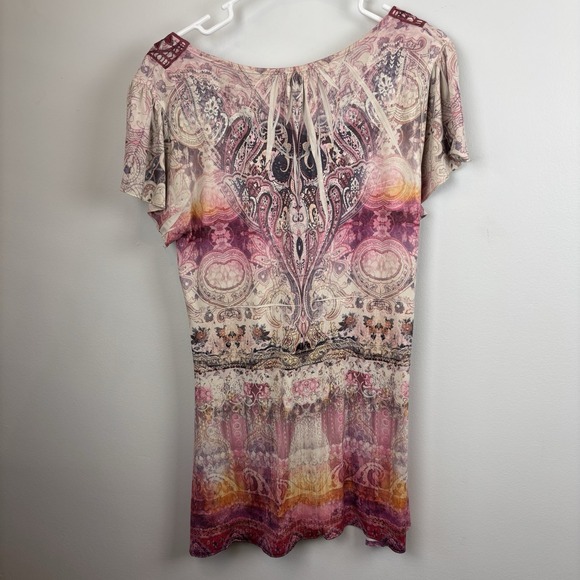 Unity World Wear Babydoll Top Womens M  Smocked  Flutter Boho - Picture 2 of 7